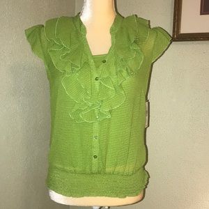 B. Wear Avocado Textured Ruffle Blouse Medium